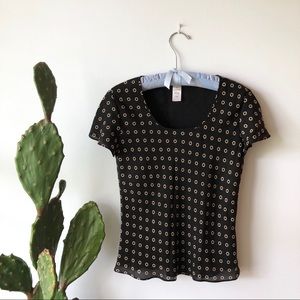 Jones New York 100% Silk Polka Dot Blouse